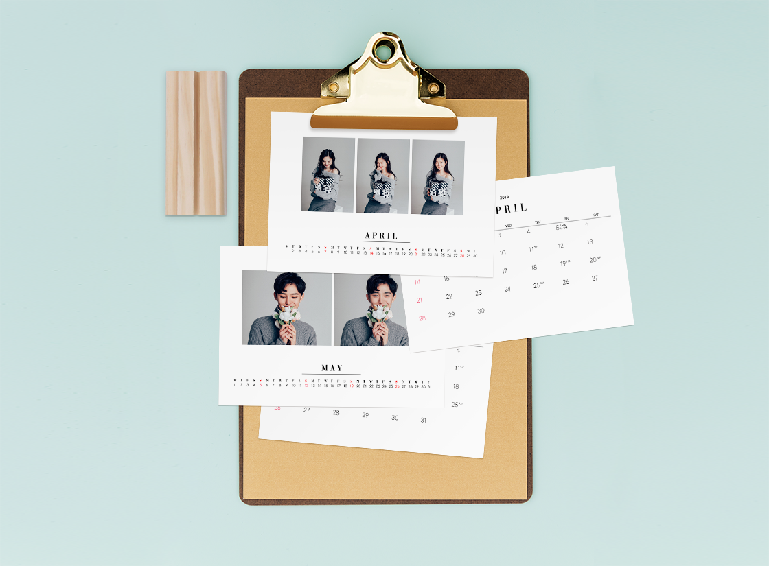 우드블럭 탁상 달력