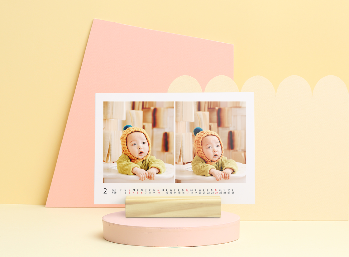 우드블럭 탁상 달력